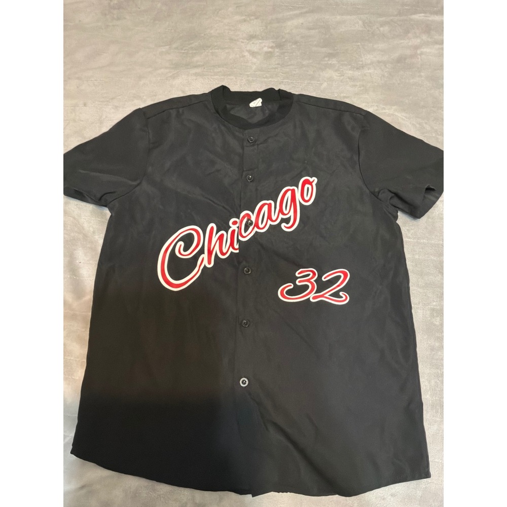Chicago 32 Kids Baseball Jersey Black Short Sleeve Button Up Shirt